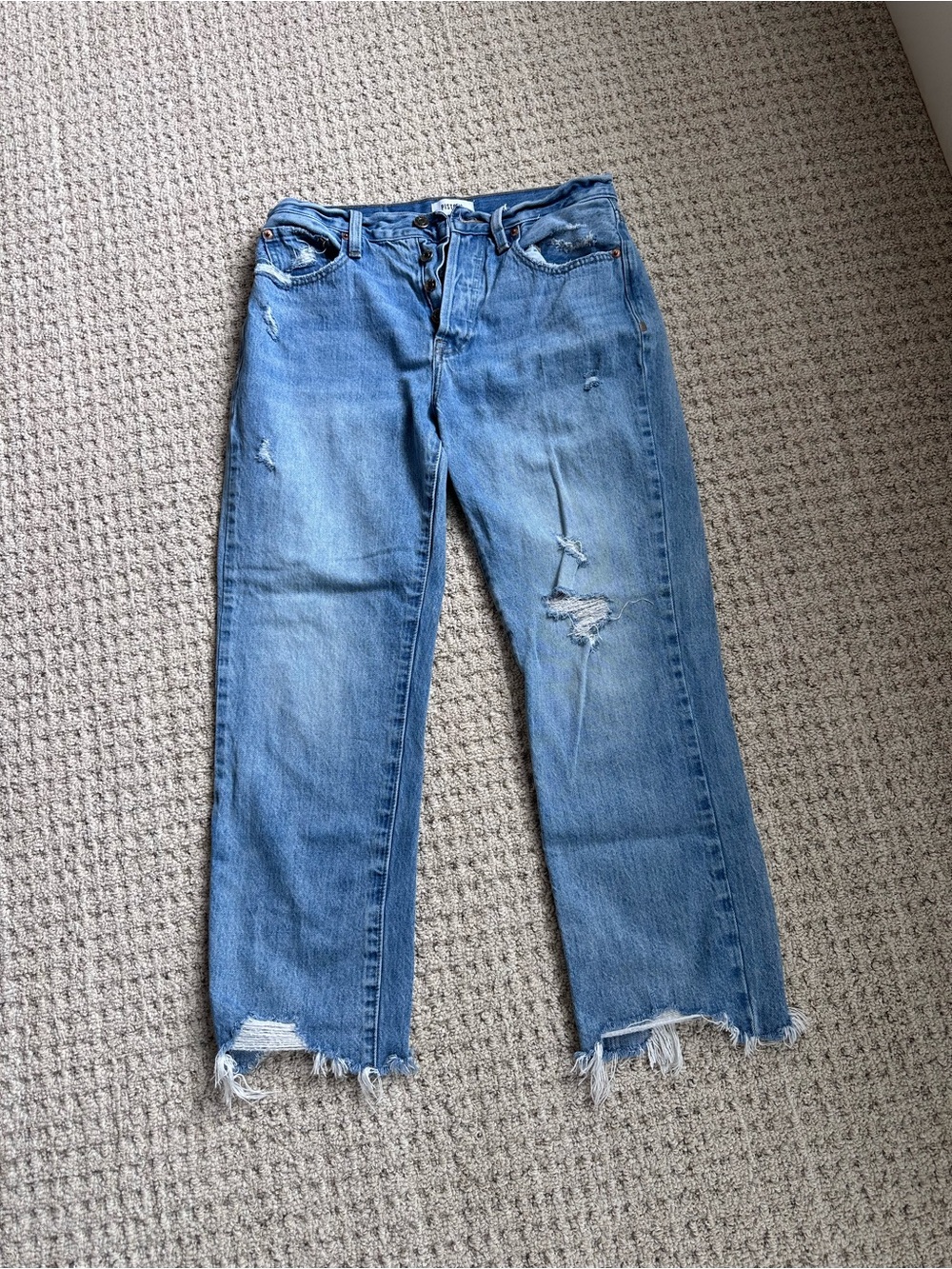 pistola Lennon Light Blue High-Rise Distressed Straight Jeans